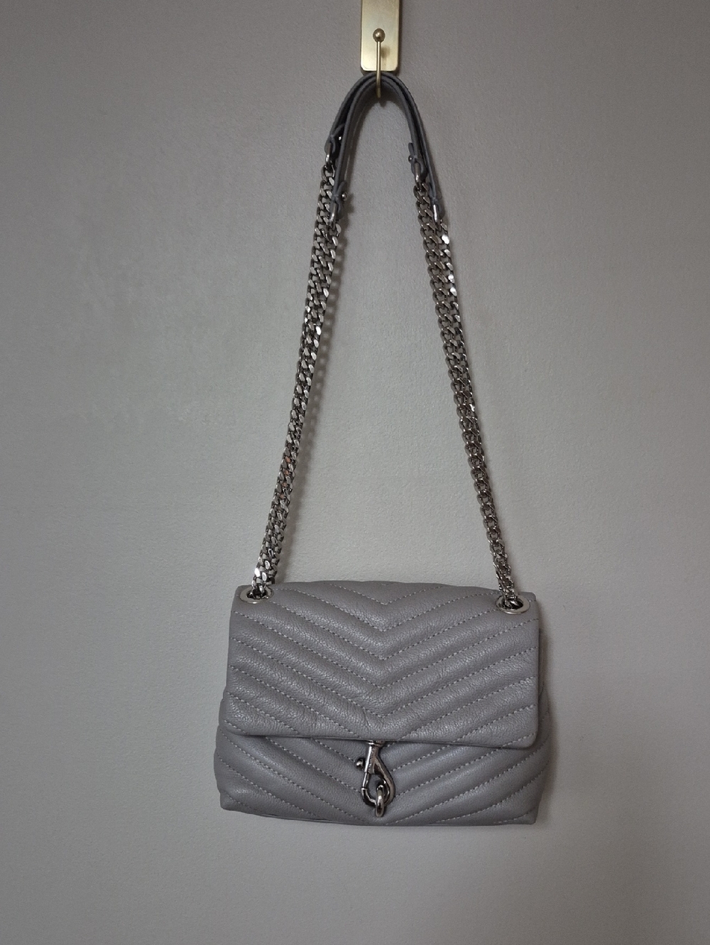 Rebecca Minkoff Edie Small Mini Convertible Crossbody Bag Grey Silver Hardware